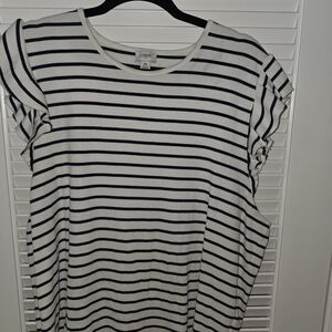J. Crew Black and White Striped Short Sleeve Top